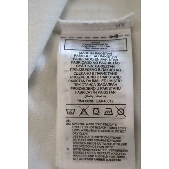 Adidas IA4879 Men's Sz M White Adicolor Classics 3-Stripe L/S Crewneck Tee Shirt - Picture 5 of 9